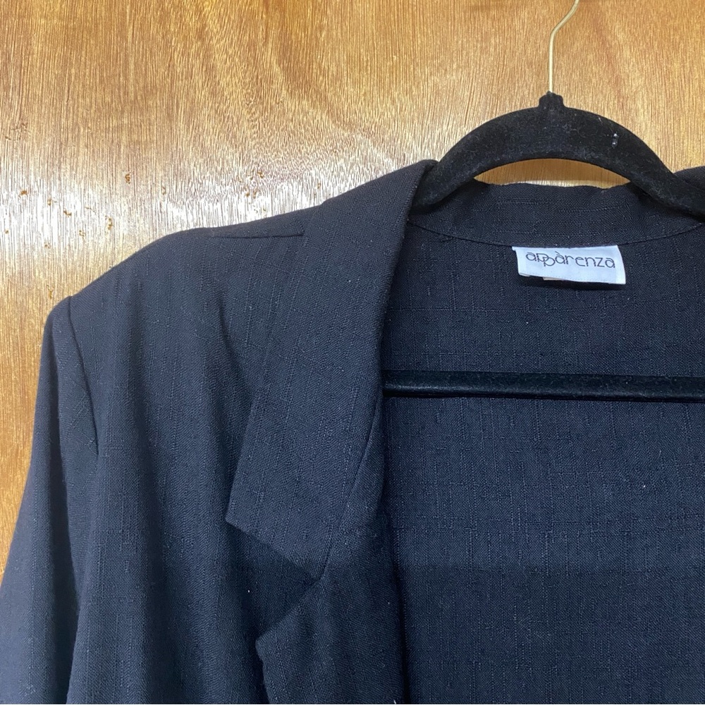 Vintage Aparenza Blazer Jacket Black w/ Pockets Office Simple Minimalist Staple - Picture 3 of 11